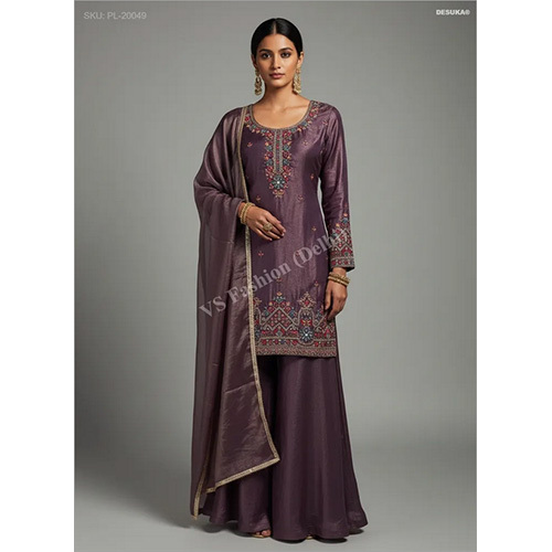 Regal Fendi Silk Palazzo Suit with Intricate Aari and Zardosi Ornamentation