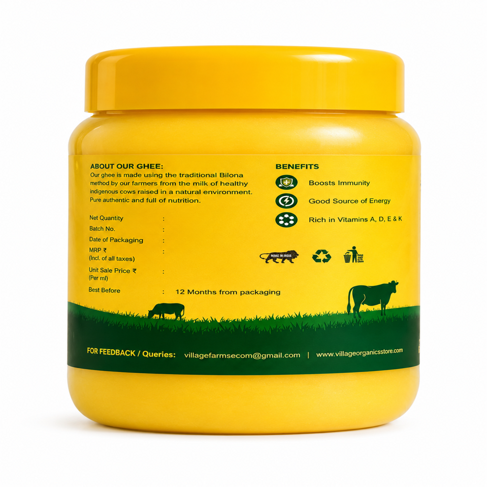 1Ltr Village Organic Pure Cow Ghee