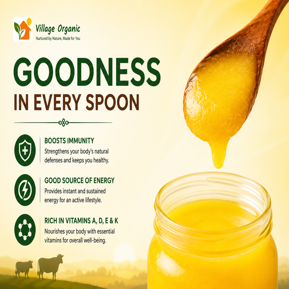 1Ltr Village Organic Pure Cow Ghee