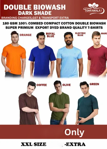 Double Biowash 180 GSM Dark Shade T-Shirts
