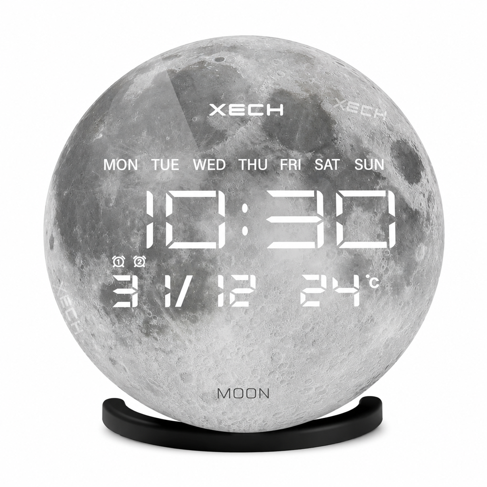 Solaris X Moon Digital Clock with Wireless Speaker
