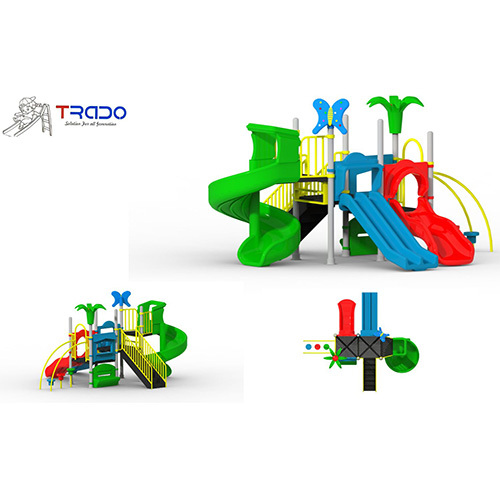 TRPS-023 Multi Play Station - Galvanized Steel & High-Grade Plastic, Multicolored, Modular Outdoor Play with Slides & Tunnels