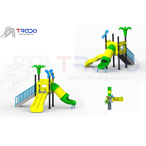 TRPS-021 Multi Play Station - Mild Steel Frame, FRP Slides, 1.5-2.5m, Yellow Green Blue | Modular, UV Resistant, Child-Safe Design
