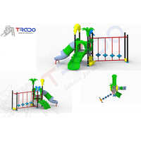 Trps-022 Multi Play Station - Powder-coated Mild Steel, 8 Feet Tall | Two Slides, Climbing, Balancing, Customizable