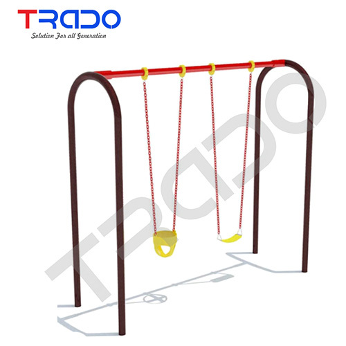 TR30 Playground Swing - GI Steel Frame, Standard Size, Red Yellow | Rubber Coated Seat, Metal Chain, Weather Resistant