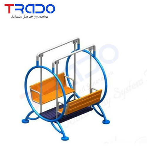 Globr Sewing - Powder-Coated Mild Steel Frame, Blue/Yellow | Child-Safe Seating, Weather-Proof Rotational Ride