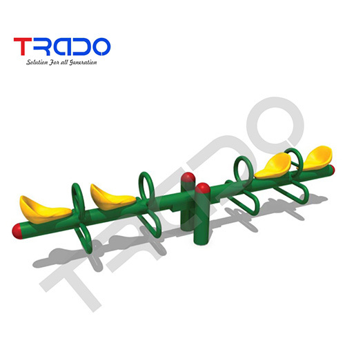 TR52 See Saw - Powder Coated Steel, Standard Size, Yellow | Ergonomic Seats, Circular Steel Handles, Weather Resistant