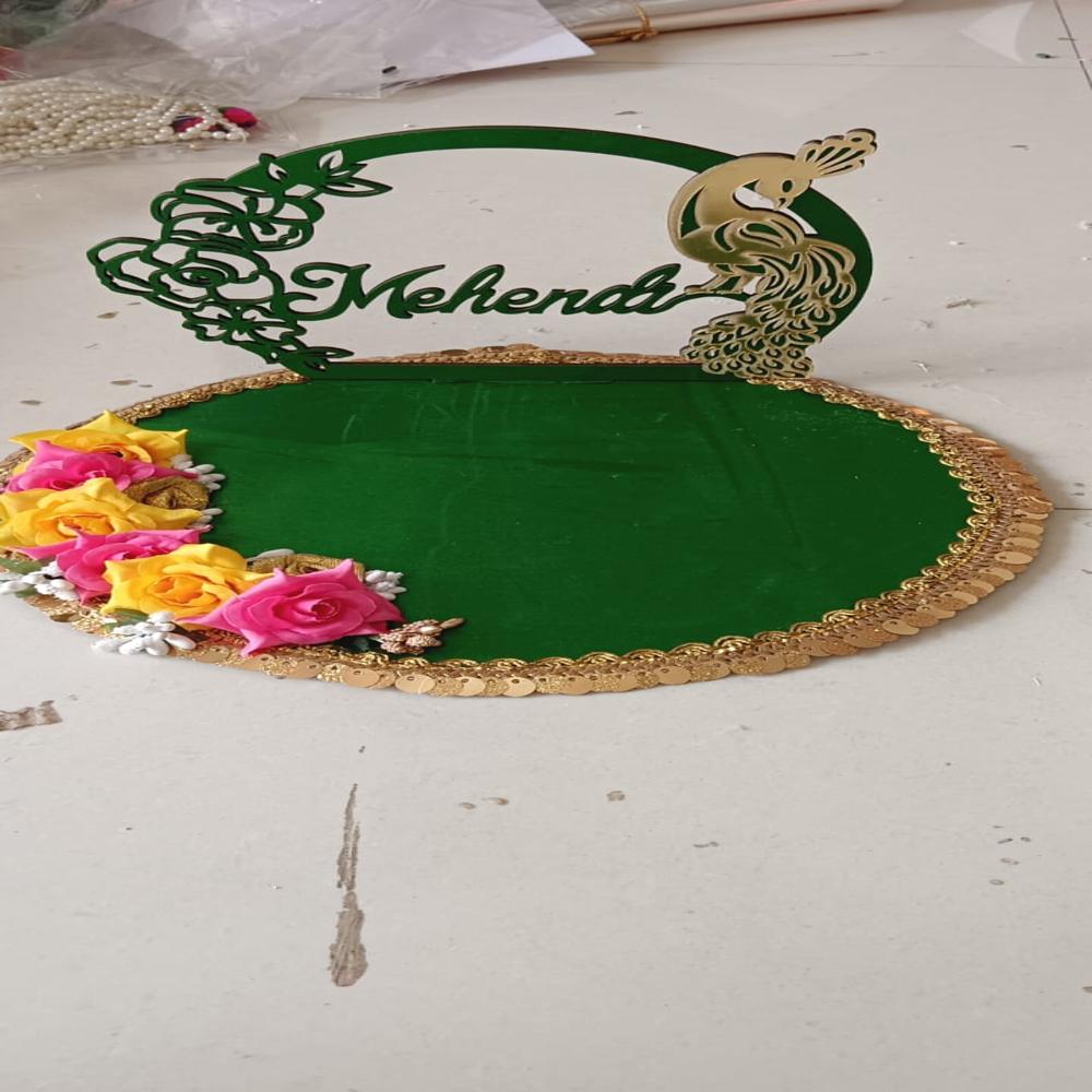 Wedding customised Mahendi Platter Handmade Wooden Decorative Tray