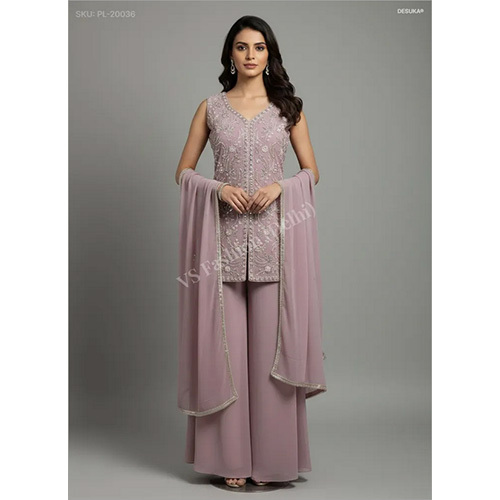 Celestial Georgette Palazzo Set with Intricate Cut-Dana And Sequin Artistry
