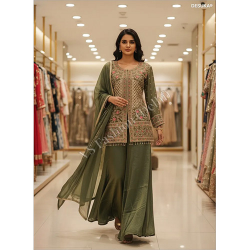 Royal Fendi Luxe Palazzo Suit with Intricate Zardozi Jaal and Pearl Droplets