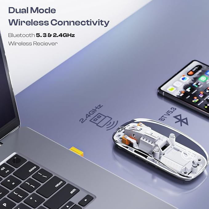 Arctic Fox Pureview Transparent Wireless and Bluetooth Rechargeable Mouse