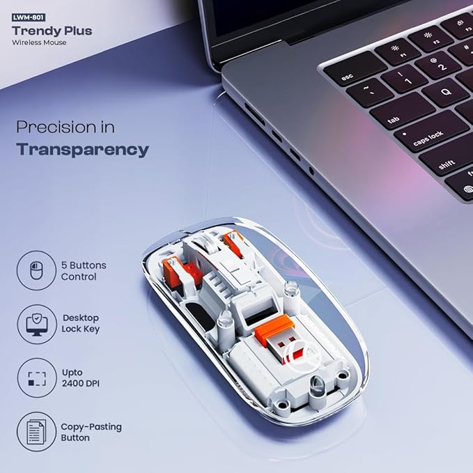 Arctic Fox Pureview Transparent Wireless and Bluetooth Rechargeable Mouse