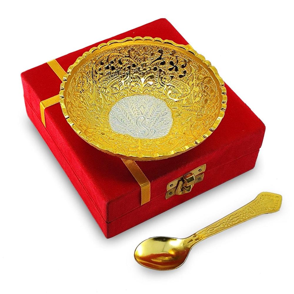 German Silver Bowl with Spoon for Return Gift