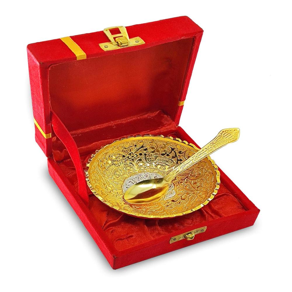 German Silver Bowl with Spoon for Return Gift