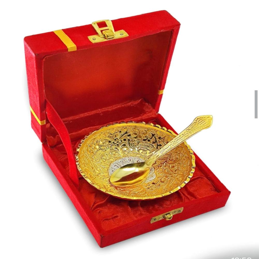 German Silver Bowl with Spoon for Return Gift
