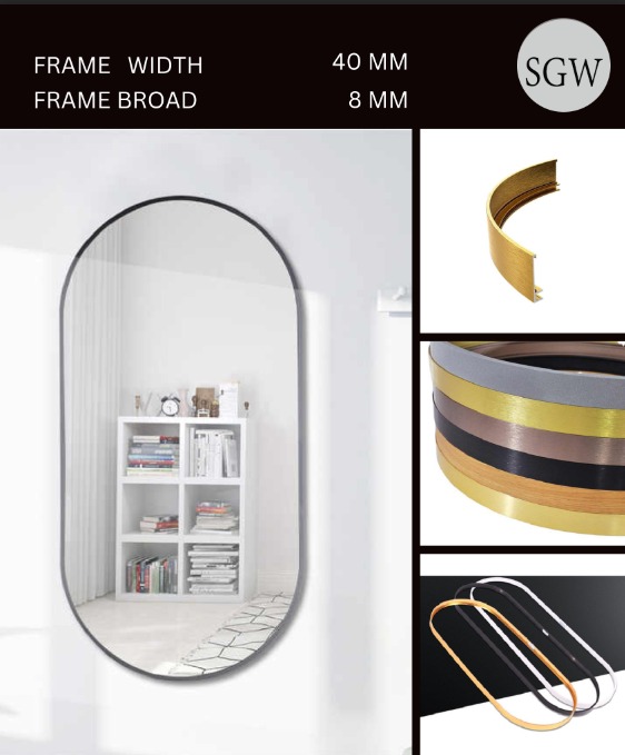 Fancy Capsule Shape Mirror Frame - High-quality Metal, Various Sizes Available | Elegant Modern Design, Standard Home Decor Integration