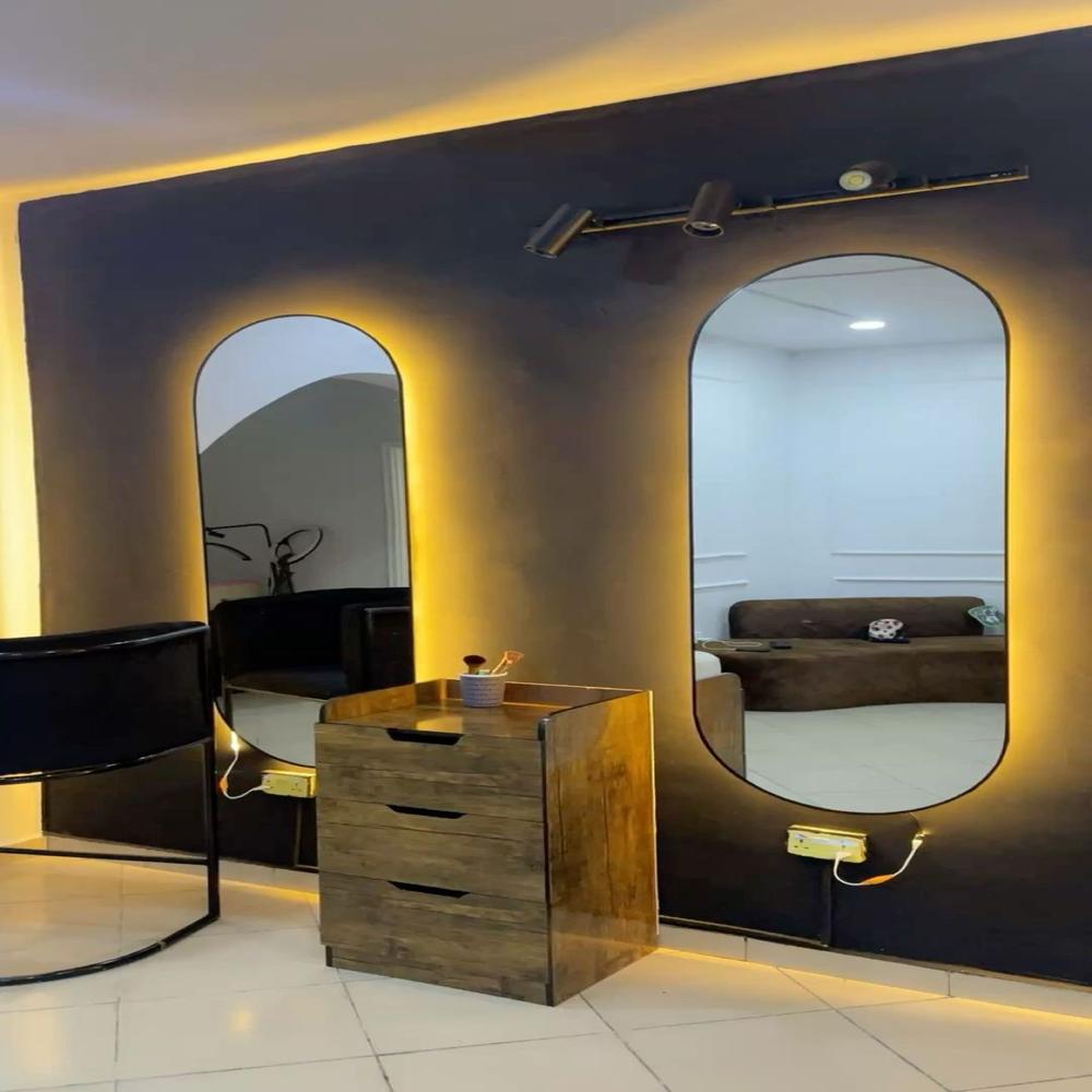 Fancy Capsule Shape Mirror Frame - High-quality Metal, Various Sizes Available | Elegant Modern Design, Standard Home Decor Integration