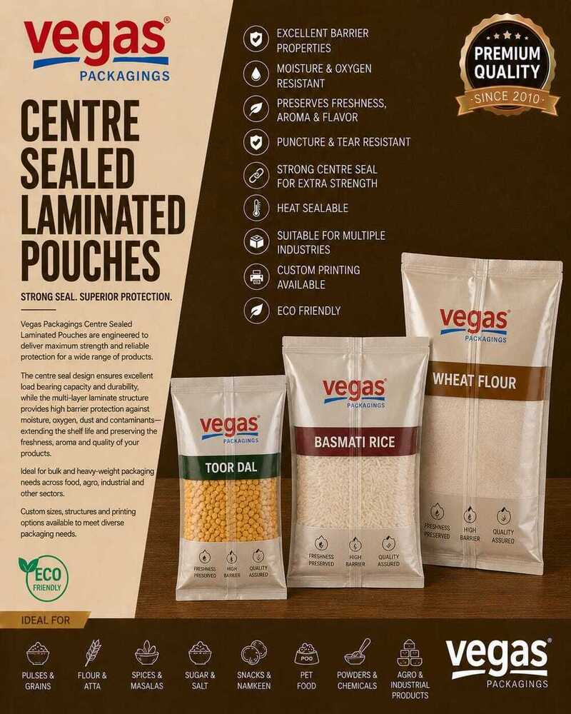 Centre Sealed Laminated Pouches