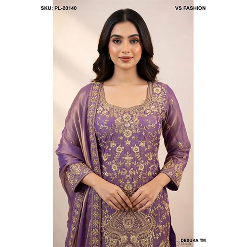 Regal Tissue Silk Palazzo Set with Intricate Zardosi And Tilla Work