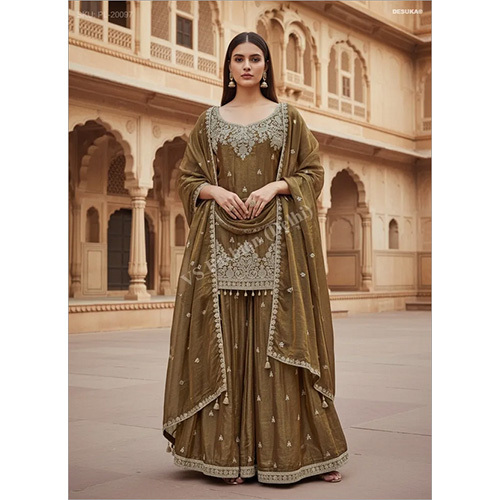 Royal Fendi Luxe Flared Palazzo Suit With Intricate Zari Embroidery