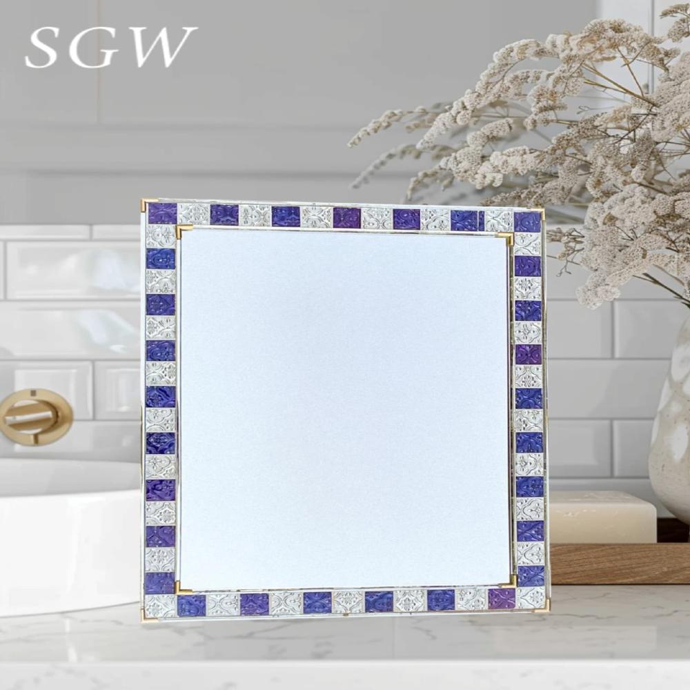 Rectangular Shape Mosaic Design Mirror - Application: Home