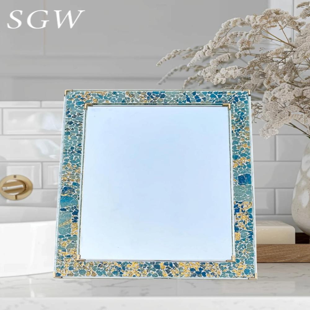 Rectangular Shape Mosaic Design Mirror - Application: Home
