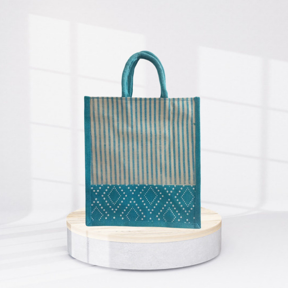 COLOUR JUTE CANVAS BAG 10x11x5