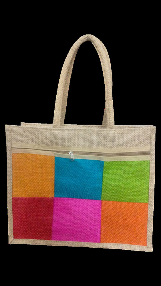 12X12 NATURAL & COLOR JUTE BAG
