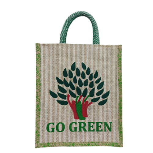 NATURAL JUTE & STRIPE BAG