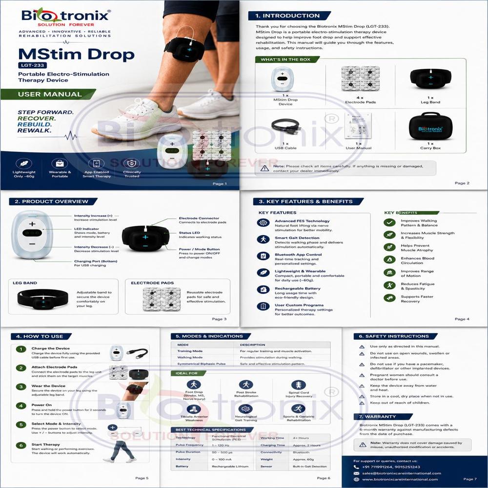 Foot Drop Recovery Stimulator for Neurological Rehabilitation