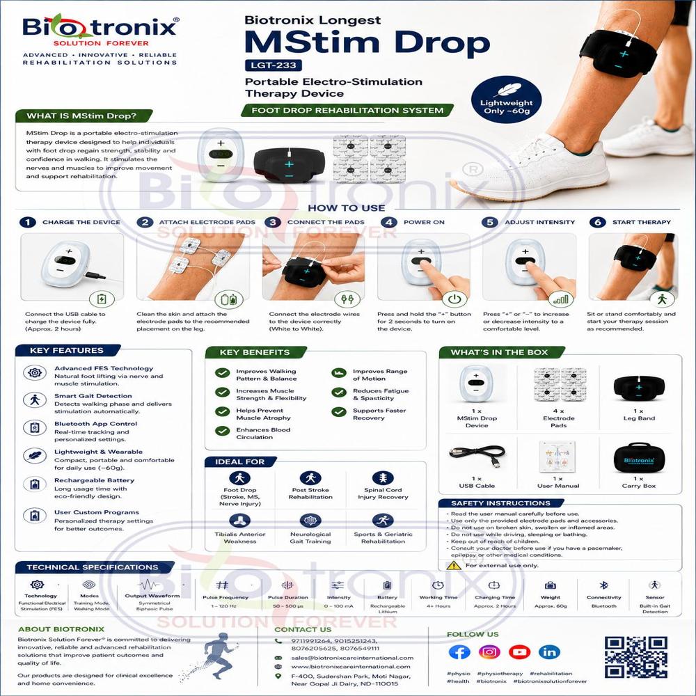 Foot Drop Recovery Stimulator for Neurological Rehabilitation