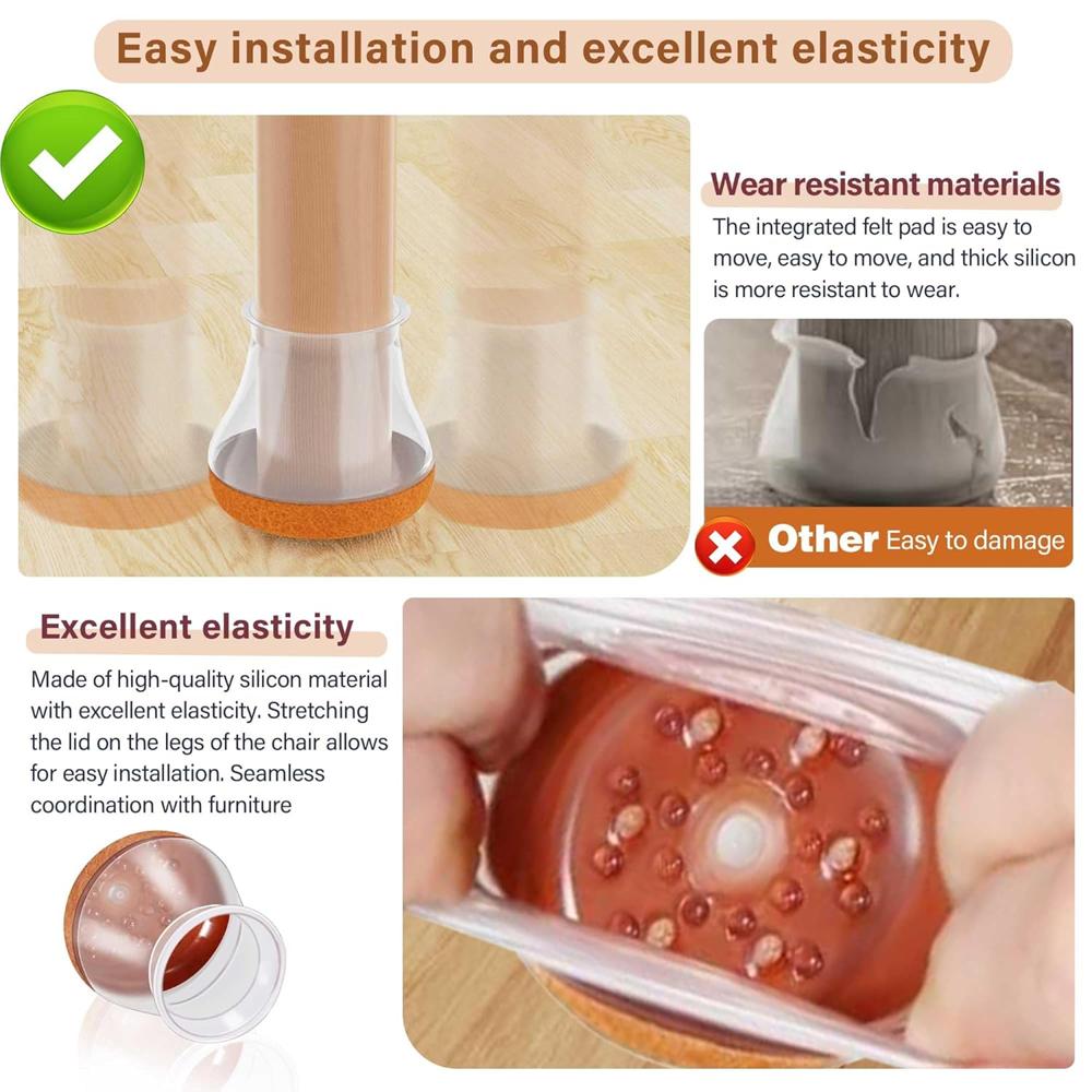 Silicone Anti Slip Chair Leg Cover with Pad