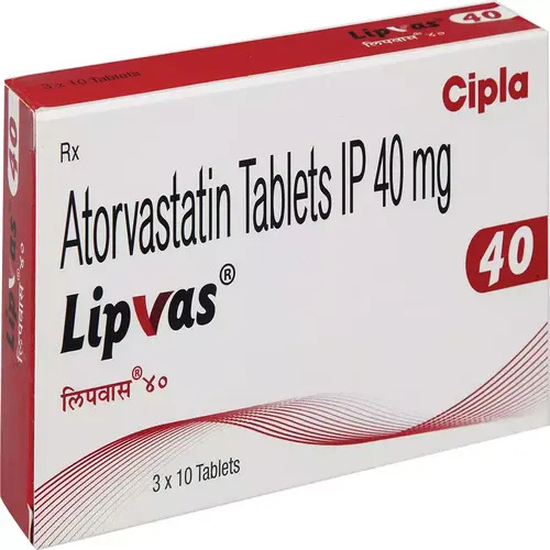 Lipvas Atorvastatin 40mg Tablet, Cholesterol Reduction Treatment Medicine