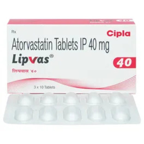 Lipvas Atorvastatin 40mg Tablet, Cholesterol Reduction Treatment Medicine