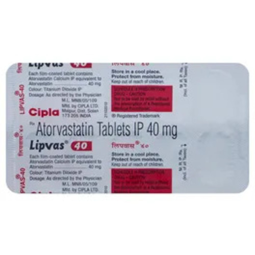Lipvas Atorvastatin 40mg Tablet, Cholesterol Reduction Treatment Medicine