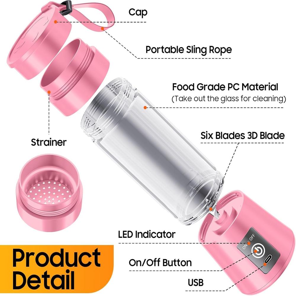 6 Blade 2 USB Portable Juicer Bottle