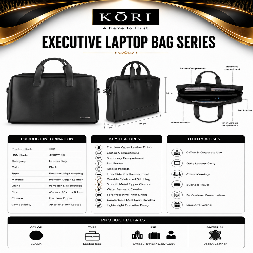 KORI Midnight Executive Slim Laptop Brief(002)
