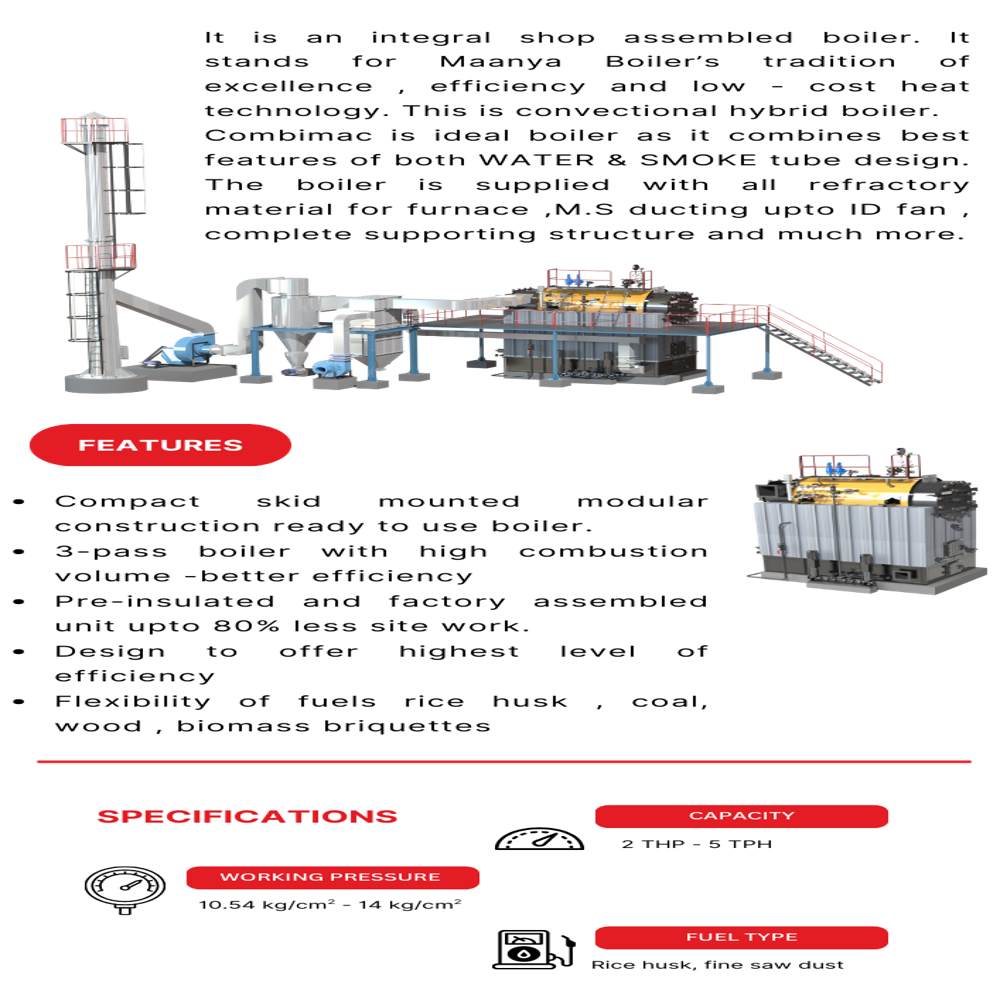 Combimac Boiler - Capacity: 750 Kg/hr Kg/hr