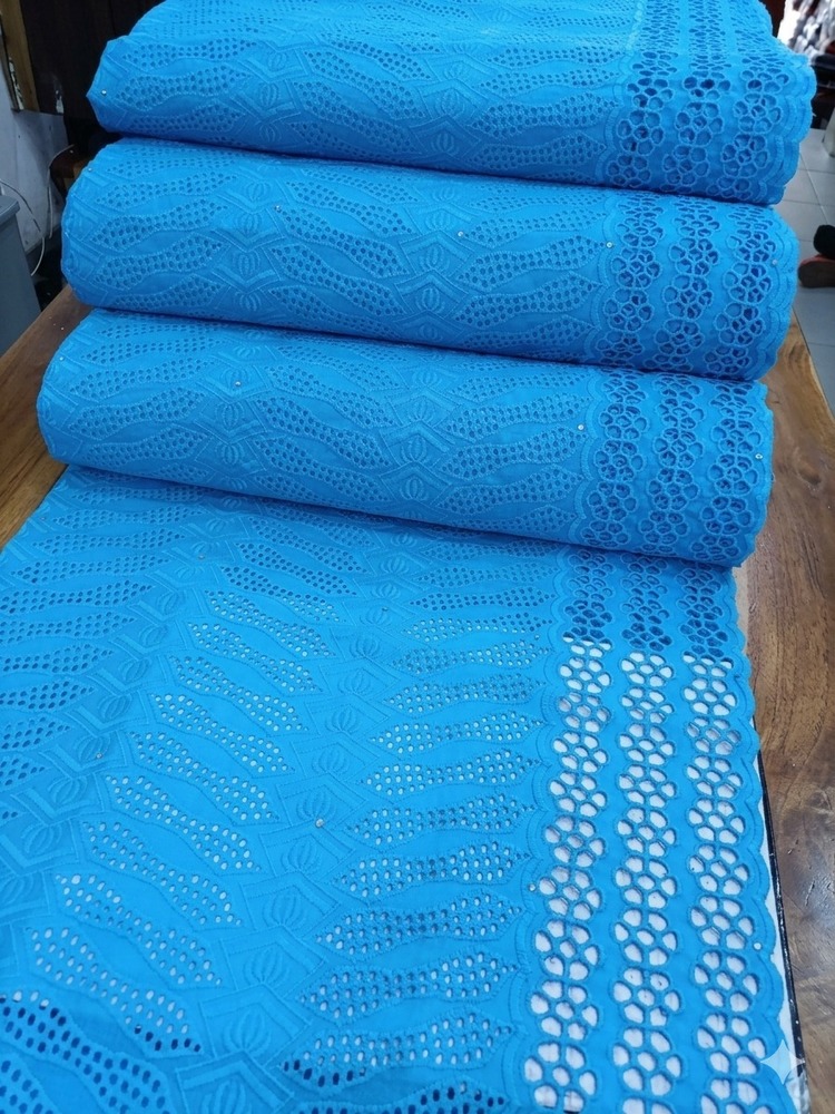 Blue Swiss Cotton Volie Fabric