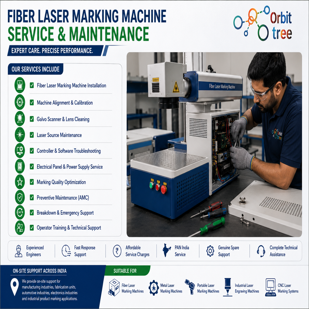 Fiber Laser Marking Machine Service & Maintenance - Fiber Laser, 800x650x1450 Mm | 0.01 Mm Accuracy, 7000 Mm/s Speed, Ezcad Software