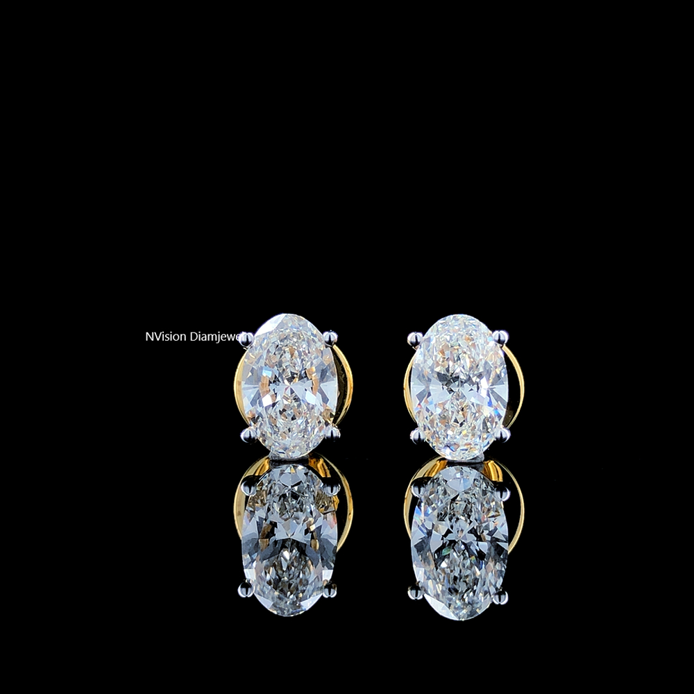 Oval Radiance Natural Diamond Stud Earrings