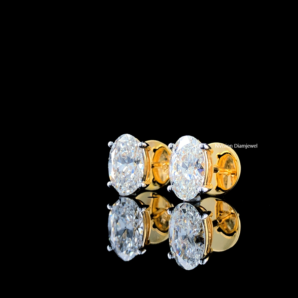 Oval Radiance Natural Diamond Stud Earrings