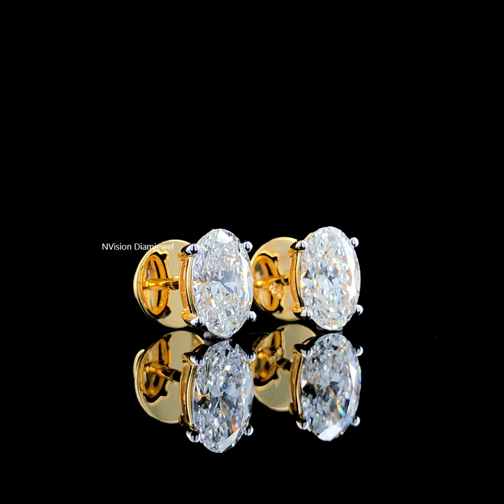 Oval Radiance Natural Diamond Stud Earrings