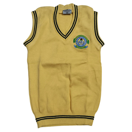 Yellow School Uniform Half Sweater