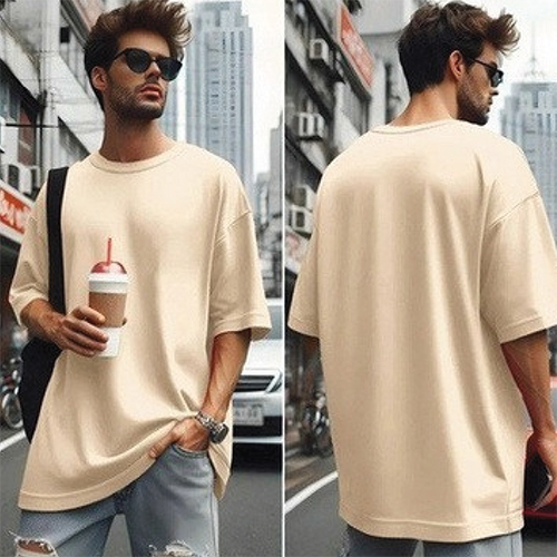 240 GSM Beige Color French Terry Cotton T Shirt