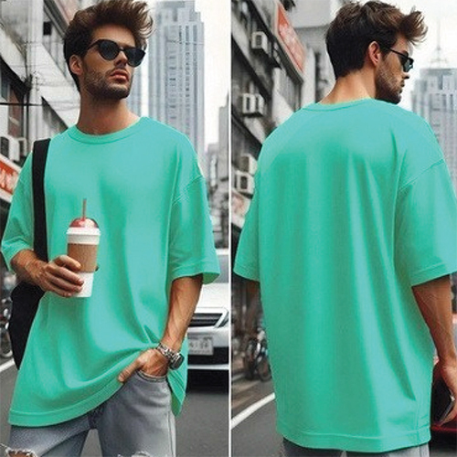 240 GSM Mint Green French Terry Cotton T Shirt