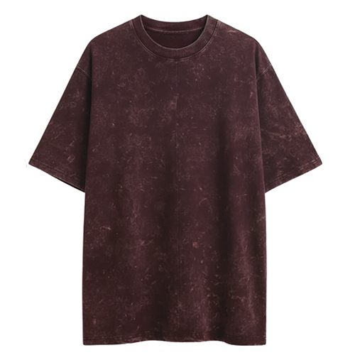 260 GSM Brown Color Stone Wash Terry Cotton T Shirt