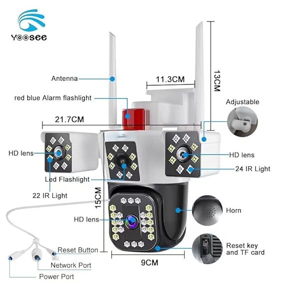 TRIPLE LENS 360 Degree 4G CCTV ELECTRIC CAMERA