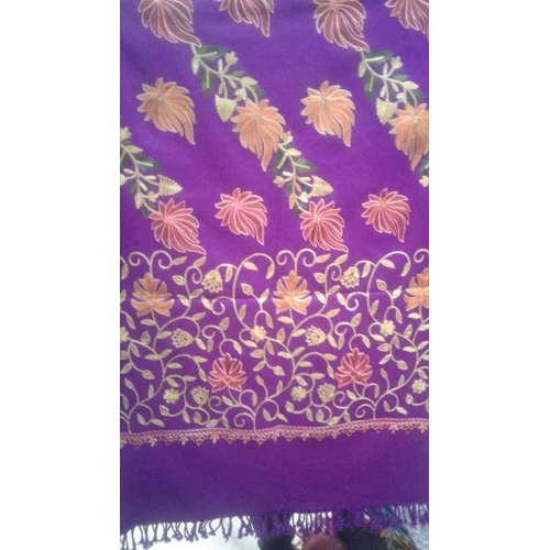 Purple Color Embroidery Shawl
