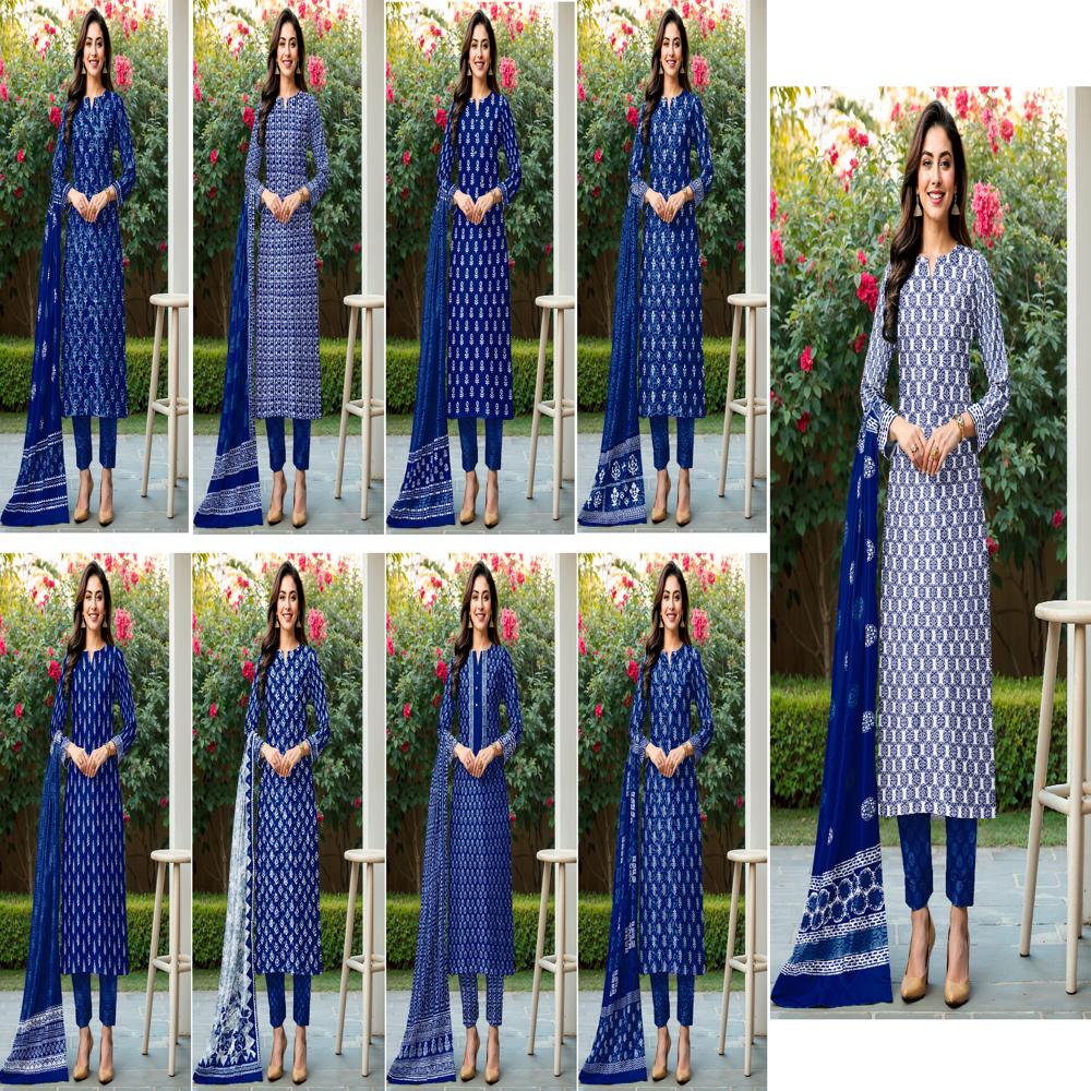 Indigo 3 Piece Suit Material - Color: Blue